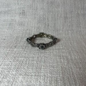 Silver Tone Gemstone Stretch Bracelet Turquoise Navy Blue Gemstone Boho‎ Western